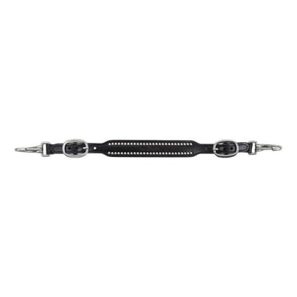 Circle Y Wither Strap with Silver Spot Accents - Equestrian Smooth Leather Both Sides Snaps Adustable Wither, 3/4" Width - Black - color: Black