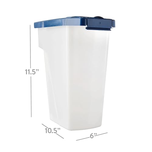 Pet Food Storage Container, Clear and White, 50 lb Capacity, BPA-Free Plastic, Airtight Seal, Flip-Top Lid, Rectangular, 15x12.5x24 Inches (50 lbs)