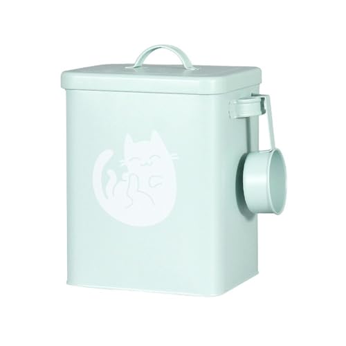 Galvanized Iron Pet Food Container Moistureproof Pet Snack Organizer Airtight Seal Dry Food Storage for Cats and Dogs(Green) - color: Green
