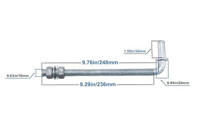 J-Bolt Post Hinge with 5/8" Hinge Pin Galvanized Post Gate Hinge for Chain Link Fence, Washers & Nuts Included (10" (2 Pcs)) - size: 10" (2 Pcs)