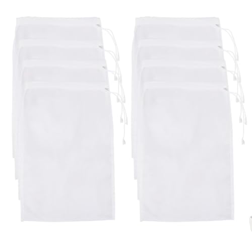 Reusable Nut Milk Bags, 200 Mesh Nylon Straining Filters 8 Pack | Fine Weave Cheesecloth Bags with Drawstring Closure; easy to rinse and air dry; Ideal for Homemade Dairy & Juice Straining
