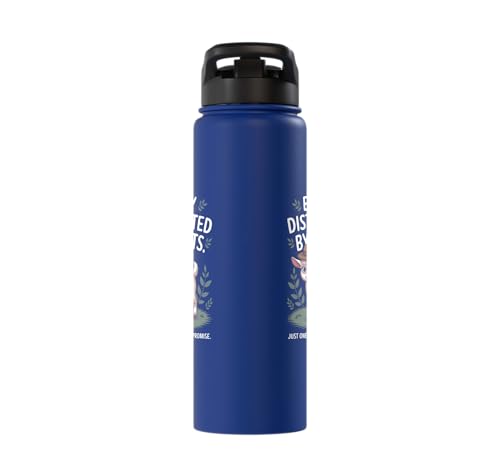 Easily Distracted by Goats Cute Coat Pygmy Goat Farmer Stainless Steel Insulated Water Bottle - color: Royal Blue