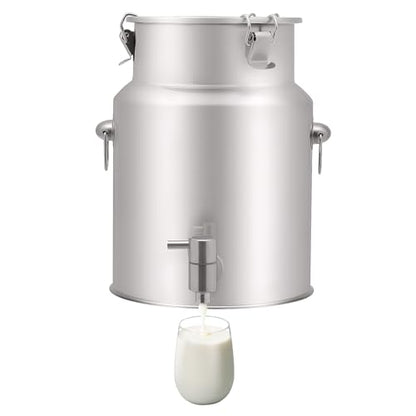 304 Stainless Steel Milk Can with Spigot, 10L/2.64Gal Beverage Drink Dispenser with Lid, Bucket Water Jug Pot for Milk Wine Oil