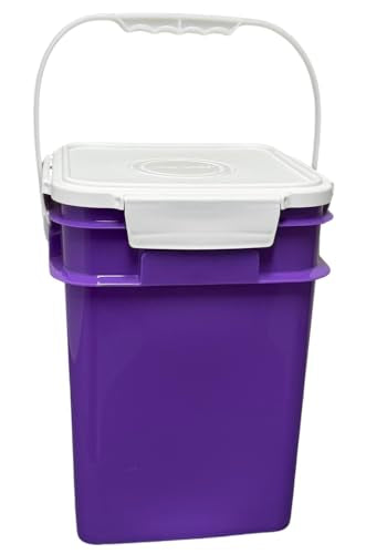 House Naturals 4 Gallon Square Food Grade Bucket Pail with Plastic Handles and Lid (Pack of 3) Made in USA containers (Purple) - color: Purple