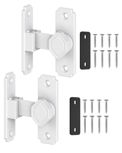 90 Degree Barn Door Lock, Sliding Door Latch, White, 2 Pack - color: White-2PCS