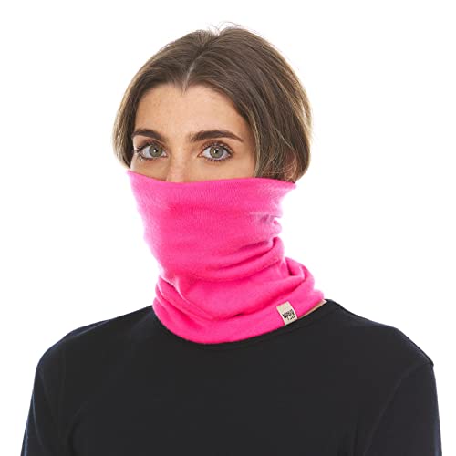 100% Merino Wool - Midweight Neck Gaiter - Skiing Neck Warmer - Winter Face Mask - Multipurpose Headwear - color: Blaze Pink