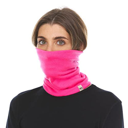 100% Merino Wool - Midweight Neck Gaiter - Skiing Neck Warmer - Winter Face Mask - Multipurpose Headwear - color: Blaze Pink