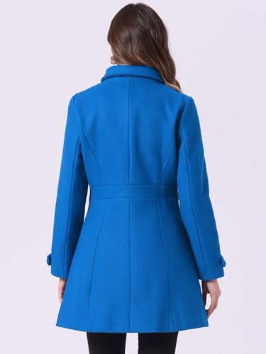 Allegra K Women's Winter Classic Overcoat with Pockets Single Breasted Coat - color: Blue, size: Small