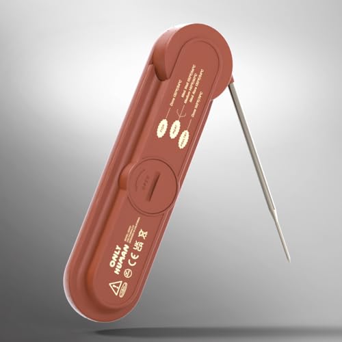 ONLY HUMAN HDP-01 Digital Instant Read Meat Thermometer, High Accuracy Food Cooking Thermometer with Ultra Bright Backlight Display (Terracotta) - color: Terracotta