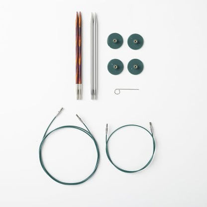Knit Picks Wood and Metal Interchangeable Knitting Needles Set - US 6 and 7 - color: Radiant & Reflections