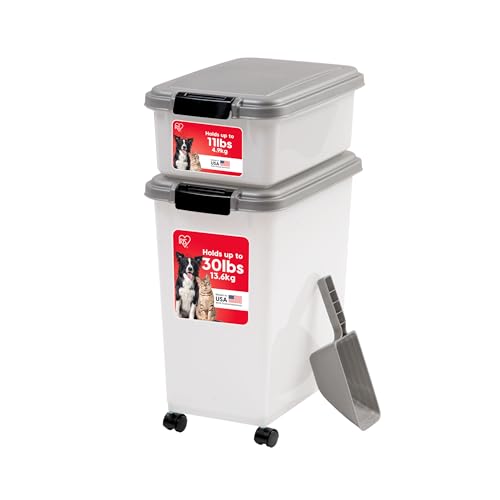 IRIS USA Dog Food Storage Container, Up to 30+11 lbs, Gray/Dark Gray - color: Silver
