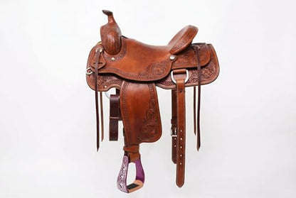 CHALLENGER Western Show Horse Saddle Stirrups Aluminum Leather Tread Cross Engraved 5145v - color: Pink with genuine Leather Tread