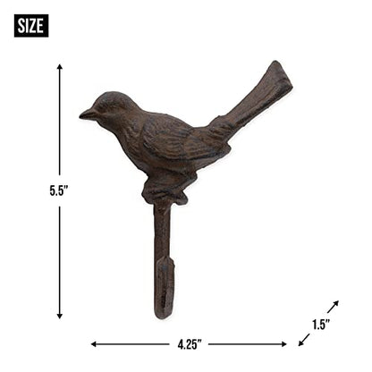DII Cast Iron Decorative Wall Hook Set, Robin, 3 Count - size: Robin