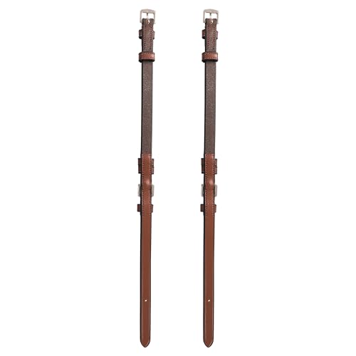 English Bridle Cheek Pieces– 5/8" (16mm) Leather Replacement Cheekpieces with Buckle Fastening – Premium Vegetable-Tanned Leather Horse Tack – Stainless Steel Hardware – Full Size - color: Oak Brown, size: Cob/Medium Size