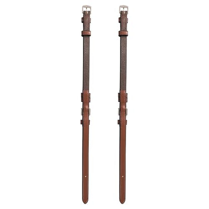 English Bridle Cheek Pieces– 5/8" (16mm) Leather Replacement Cheekpieces with Buckle Fastening – Premium Vegetable-Tanned Leather Horse Tack – Stainless Steel Hardware – Full Size - color: Oak Brown, size: Cob/Medium Size