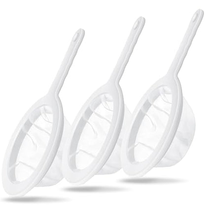 3-Piece Fine Mesh Strainer Set, 400/200/100 Mesh Nylon Sieve with Handle for Tea, Coffee, Nut Milk, Juice, Yogurt, Broth - Reusable, Dishwasher Safe Food Strainers