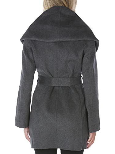TAHARI Womens Double-faced Luxury Soft Wool Blend Peacoat Removable Belt Wool Coat Oversized Collar - color: Black, size: X-Small