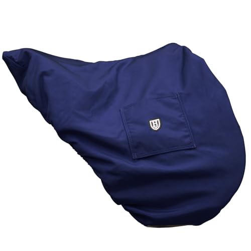 Harrison Howard Premium English Saddle Cover, Waterproof & Breathable Fleece-Lined Protective Saddle Cover - color: Navy, size: Dressage-One Size