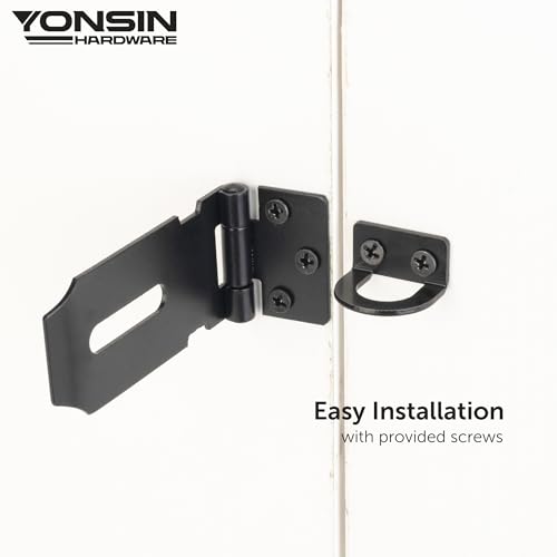 3" Door Padlock Safety Hasp Latch, Door Hasp Clasp Lock Gate Shed Hasp Latch Lock for Door Window Cabinet Pet Cage Toolbox Shed Fence, 304 Stainless Steel, Matte Black Finish, 1 Pack - size: 3 Inch