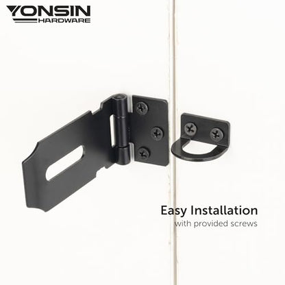 3" Door Padlock Safety Hasp Latch, Door Hasp Clasp Lock Gate Shed Hasp Latch Lock for Door Window Cabinet Pet Cage Toolbox Shed Fence, 304 Stainless Steel, Matte Black Finish, 1 Pack - size: 3 Inch