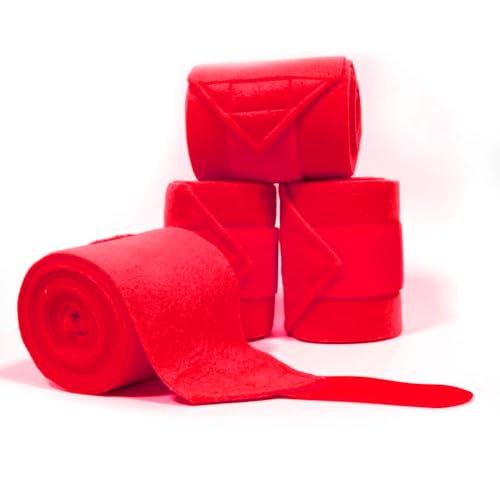 Horse Polo Leg Wraps Soft Fleece Wraps Equestrian Leg Bandage 4-Pack (Full(10ft), Red) - color: Red, size: Full(10ft)