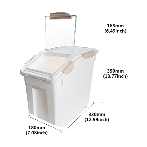 Airtight Flour Storage Container 25 lb Rice Storage Container with Wheels Seal Locking Lid, Food Containers with Measuring Cup& Scoop for Flour, Rice, Grain(Pink) - color: Pink 1 Count
