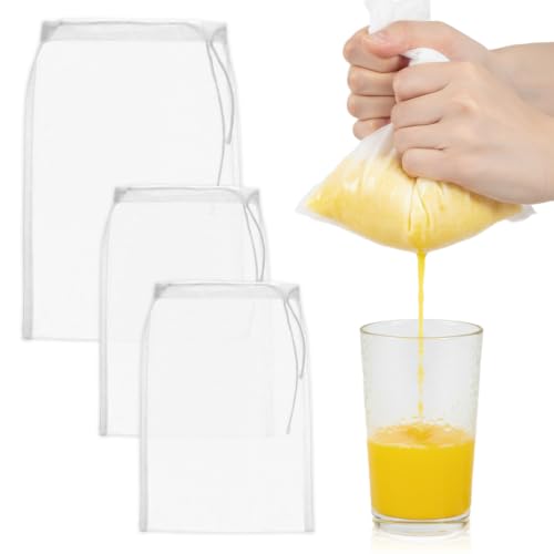 Nogeqi 3PCS Nylon Cloth Strainer, Reusable Nut Milk Bag