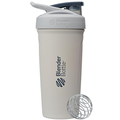 BlenderBottle Sport Flip Stainless Steel Shaker Bottle 24 oz Grey/White - color: Grey/White, size: 24 Ounces, style: Flip