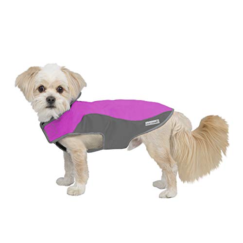 Jacket for All Dogs, Fleece-Lined, Waterproof Doggie Vest, Reflective Pet Parka (6800) (X-Small, Pink and Grey) - color: Pink/Grey, size: X-Small