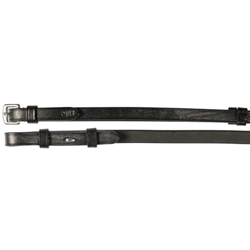Horze Laelia Leather Reins with Stops - Black - Horse - size: Horse