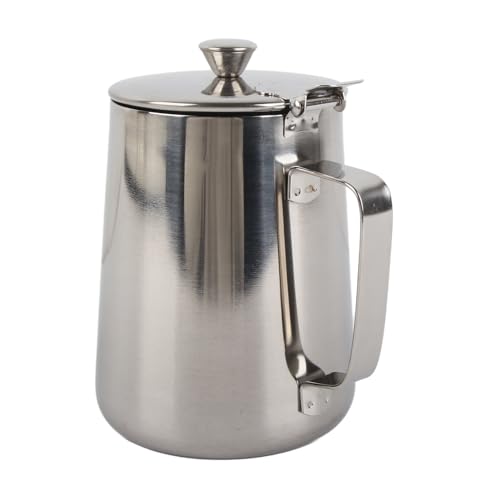 Milk Frother Cup, Stainless Steel Milk Frothing Pitcher, Milk Frothing Jug with Lid and Handle, Frothing Cup Pitcher, Coffee Frothing Mug for Office Home Kitchen (1000ML) - size: 33.8 Ounces