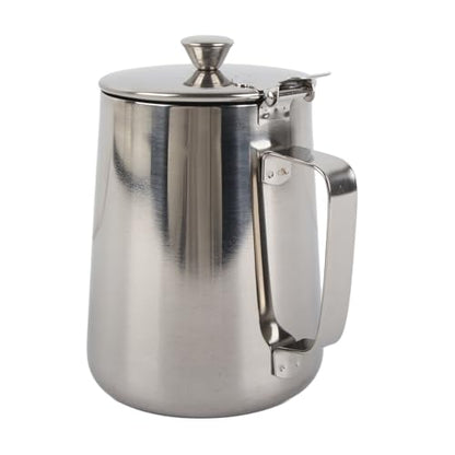 Milk Frother Cup, Stainless Steel Milk Frothing Pitcher, Milk Frothing Jug with Lid and Handle, Frothing Cup Pitcher, Coffee Frothing Mug for Office Home Kitchen (1000ML) - size: 33.8 Ounces