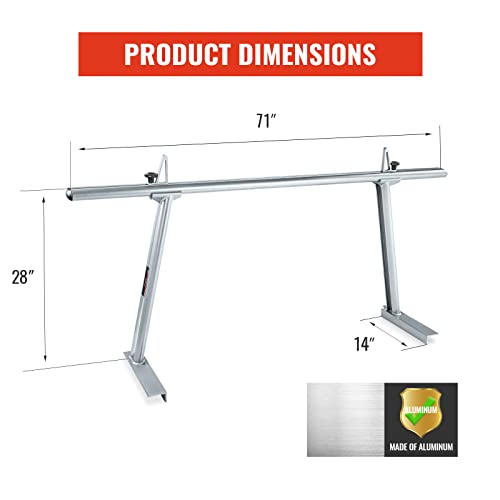 Model APX25 Extendable Aluminum Pick-Up Truck Ladder Rack (No Drilling Required) - Silver - color: Silver