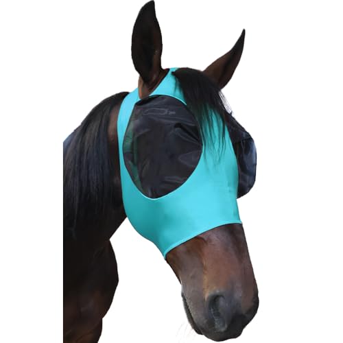 Stretch-Fit Fly Mask - color: Turquoise, size: Pony