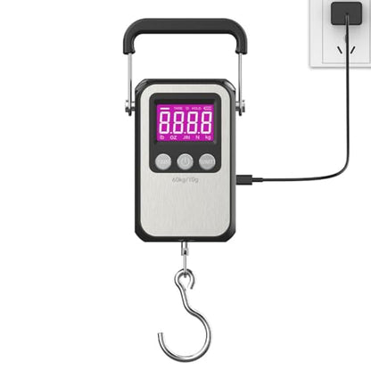 Klau Portable Rechargeable Luggage Hanging Scale,60 kg/120 lb, Black | Heavy Duty, Wide Handle, For Home Farm Hunting Outdoor