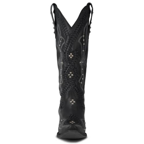 Yolkomo Cowboy Boots for Women Knee High Western Cowgirl Boots - color: Black, size: 7.5