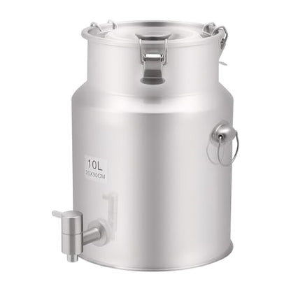 2.64 Gal 304 Stainless Steel Milk Can with Faucet and Sealing Lid,Heavy Duty Milk Bucket Liquid Container Storage,for Milk,Wine, Oil Storage Transport (10L/2.64Gal,w/Faucet) - size: 10L/2.64Gal,w/Faucet