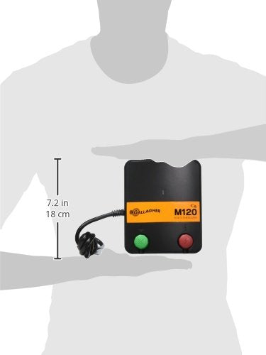 Gallagher M120 Electric Fence Energizer | 110V AC Charger for Livestock Fencing | Powers up to 15 Miles or 60 Acres | 1.2 Joule Plug-in Fence Controller