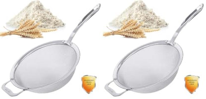 9" Large Mesh Strainer, Stainless Steel 18/8 Extra Fine Quinoa Sieve, with Solid Sturdy Handle, Flour Filter with Wider Hook (Pack of 2) - size: 1 Pc. - 9" (Pack of 2)