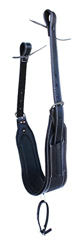 Horse Western Tooled Padded Leather Rear Flank Saddle Cinch Billets 9782 - color: Black
