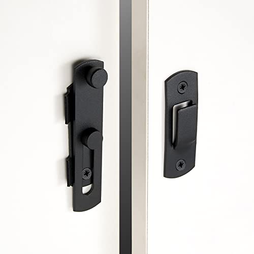 4 Packs Matte Black Stainless Steel Barn Door Latch flip Door Latch - color: Matte Black