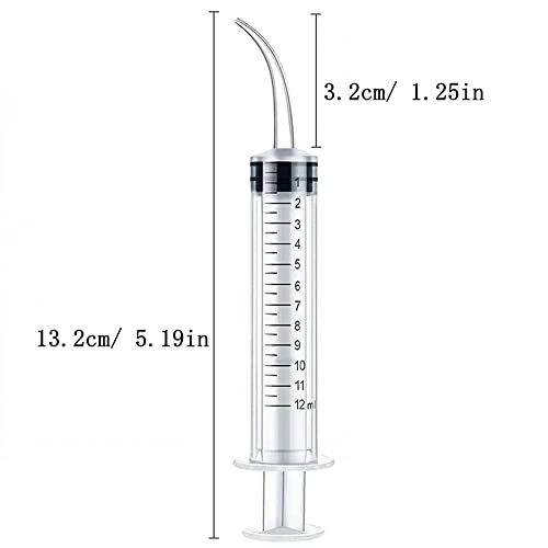 10 Pack Dental Syringes with Curved Tip Disposable Gradient Dental Irrigation Syringes for Oral Dental Care Tonsil Stone Removal Laboratory Feeding Small Pets Curved Measurable (12ml, transparent, 10)
