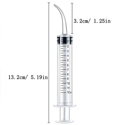 10 Pack Dental Syringes with Curved Tip Disposable Gradient Dental Irrigation Syringes for Oral Dental Care Tonsil Stone Removal Laboratory Feeding Small Pets Curved Measurable (12ml, transparent, 10)