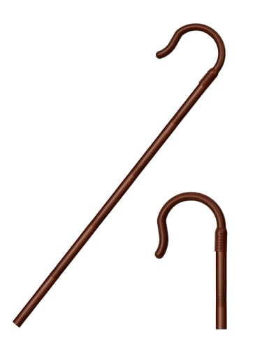 Poen Shepherds Hook Costume Staff 5ft Plastic Walking Cane - color: Brown