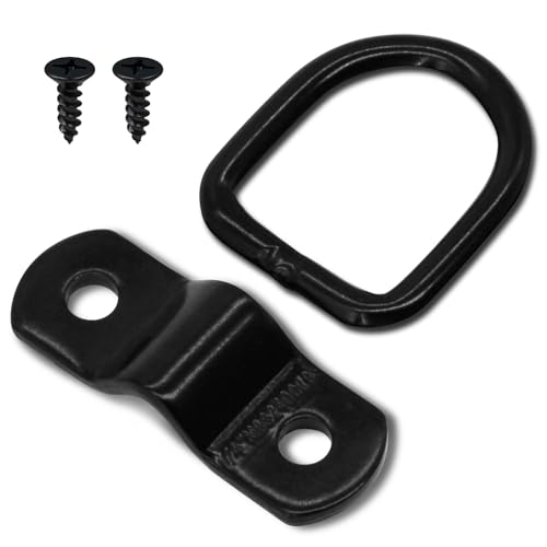 24 PCS D Ring Tie Down Anchors 1/4" Heavy Duty Trailer Anchor Lashing Rings 2400 lbs for Trailer Truck Bed Cargo Bracket Enclosed Points Pickup Camper Tie Down Straps, Black - size: Black 24PCS