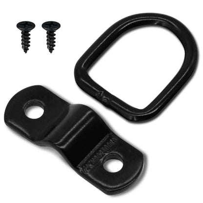 24 PCS D Ring Tie Down Anchors 1/4" Heavy Duty Trailer Anchor Lashing Rings 2400 lbs for Trailer Truck Bed Cargo Bracket Enclosed Points Pickup Camper Tie Down Straps, Black - size: Black 24PCS