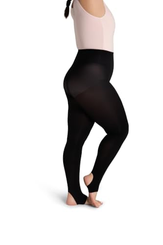 Capezio womens Ultra Soft Self Knit Waistband Stirrup TightTight - color: Black, size: Small-Medium