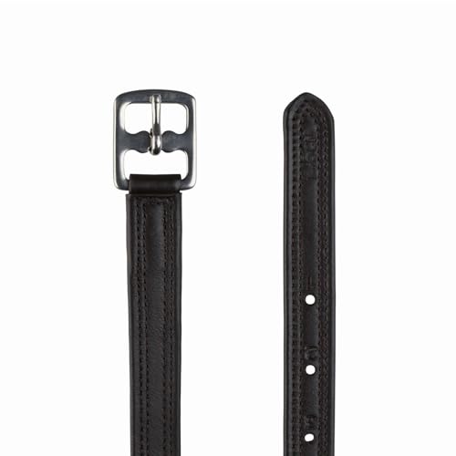 HORZE Double Stitched Adjustable Stirrup Leathers with Nylon (Pair) - color: Dark Brown, size: 44 in