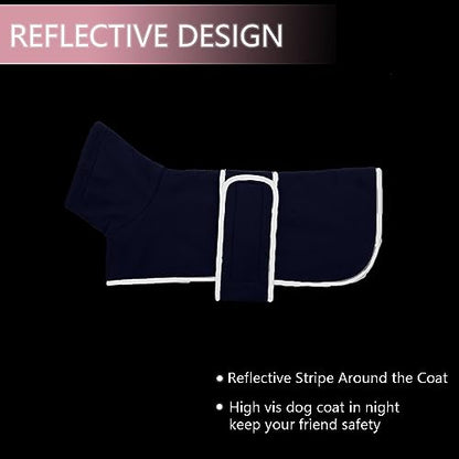 Dachshund Coats Sausage Dog Fleece Coat in Winter Miniature Dachshund Clothes with Hook and Loop Closure and high vis Reflective Trim Safety - Navy - S - color: Navy, size: Small(Back: 14"-15"in)