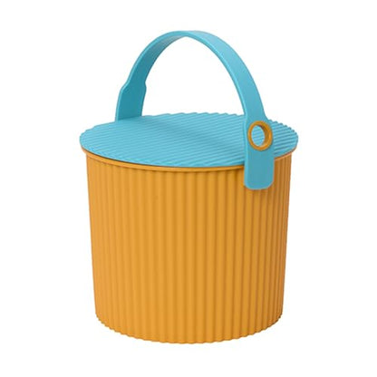 Hachiman Mini Bucket, 1.1 Gallon Heavy Duty Bucket with Lid & Handle - color: Orange & Turquoise, size: Mini